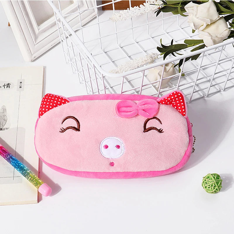 1 PCS 20CM Kawaii Cartoon Animals Plush Pouch Pencil Case Bag Key Chain Coin Purse Wallet Case Pouch Bag School Supplies Gift