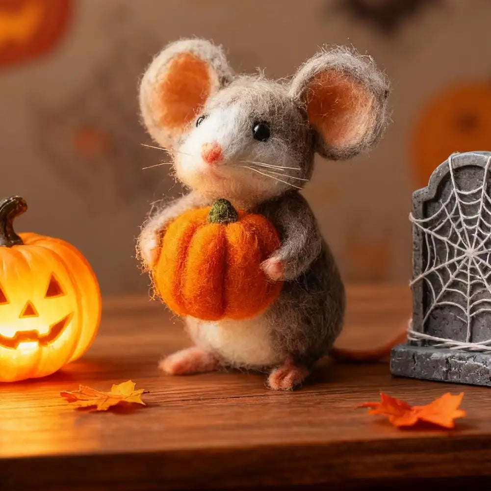 Wool Felt Pocket Handmade Diy Material Finished Product Set Halloween Cute Ghost Pumpkin Mouse Felt Finished Product