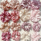 16-piece set of soft satin hair ties in pink and brown colors | suitable for wearing in all settings