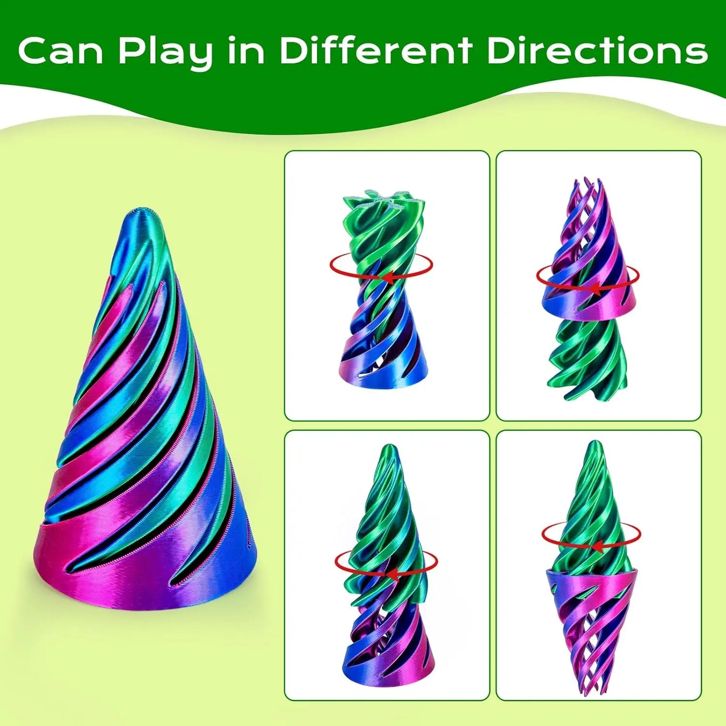 3D Printed Spiral Cone Fidget Toy Impossible Passthrough Pyramid Pillar Vortex Helix Gourd Cylinder Illusion Stress Relief