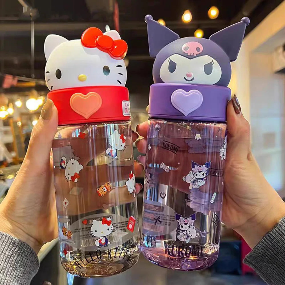 500ML Sanrio Hello Kitty Kuromi Clear Cup Anime Melody Cinnamoroll Outdoor Camping Travel Kawaii Water Mugs Friend Birthday Gift