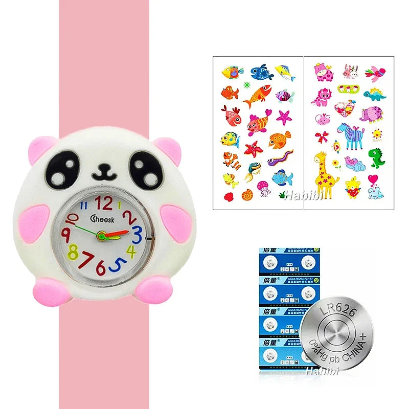 Boys Girls Watches Baby Kindergarten Party Gift Children Study time Toy Wristwatches Slap Bracelet Clock Cartoon Kids Watches