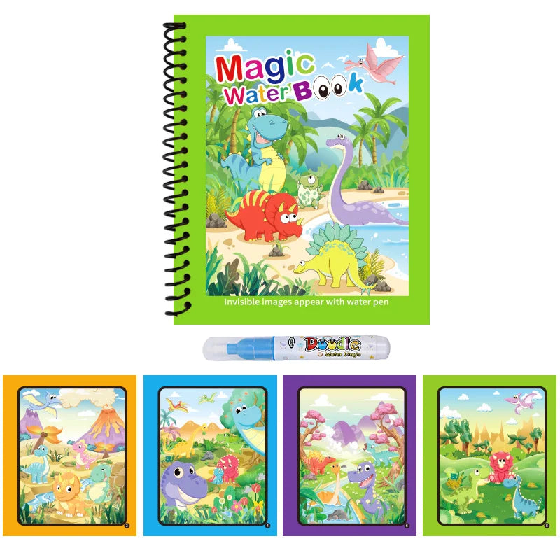 1pc Reusable Water Drawing Book Magic Water Book Mess-Free Magic Painting Pad with Refillable Water Pen Learning  Education Toy