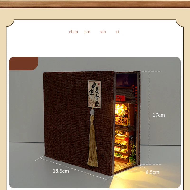 Diy Book Nook Doll House Miniature Wooden Bookshelf Shelf Insert Miniatures Home Model Kit Dollhouse Birthday Toy Gifts