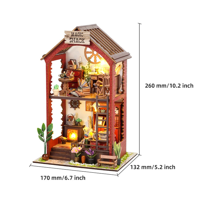 DIY Book Nook Insert Kits Wooden Doll House Building Kit Magic House Casa Bookend With Furniture Bookshelf Home Decoration Gift