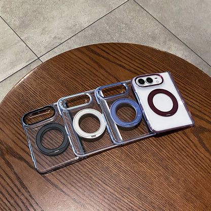 Bicolor 360 Rotating Magnetic Kickstand Case for iPhone Ultra 18 Fold Wide Metal Lens Shockproof Central Axis Protection Cover