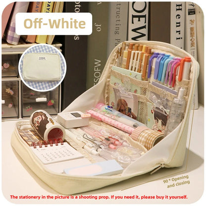 90°opening Multi-layer Pencil Case Student Stationery Storage Artifact Large Capacity Classified and Organized Stationery Bag