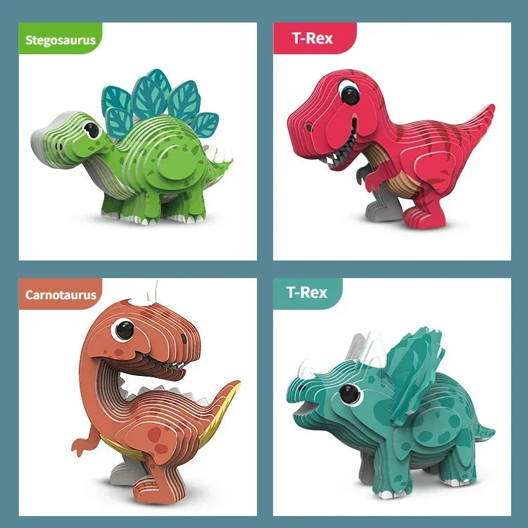 Children's 3D Puzzle Kindergarten Animal Puzzle Intelligence Early Education Toys Dinosaur Animal Model Paper 3-4-5-6 Years Old
