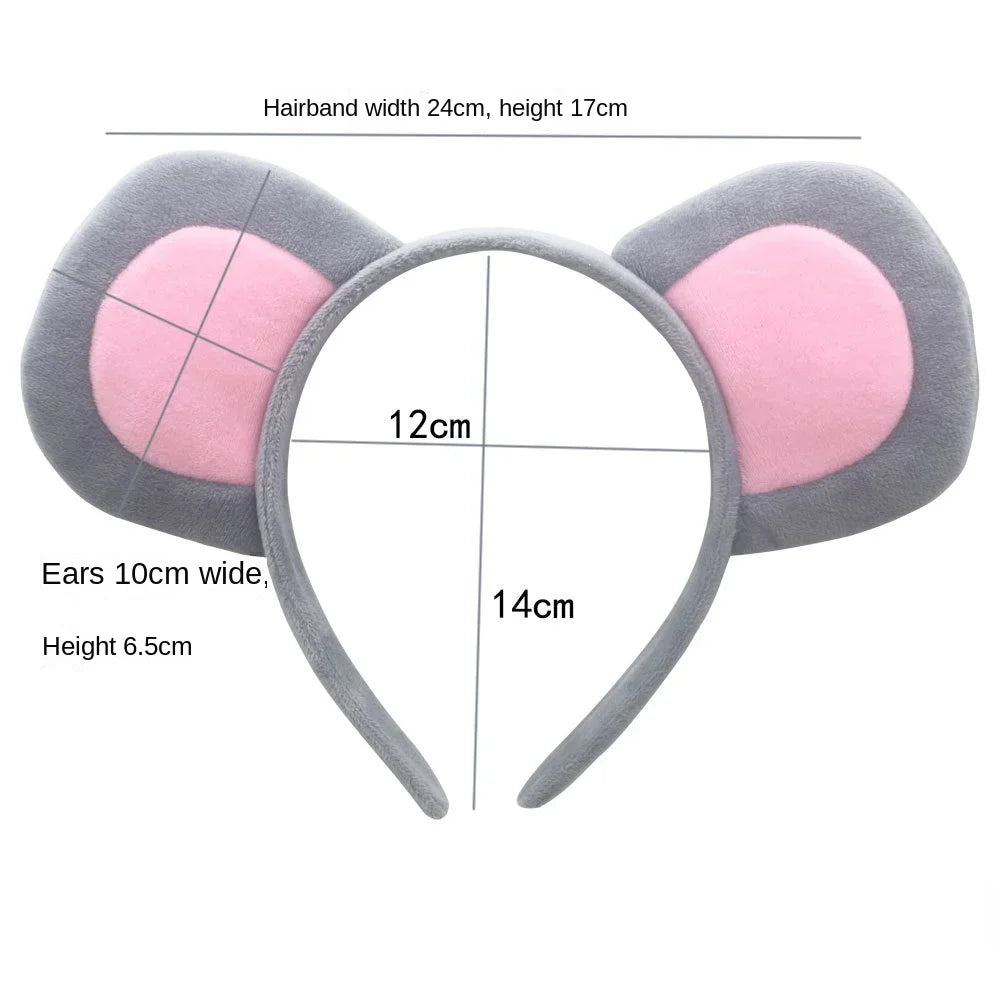 Mouse Costume Set Ears Headband Nose Tail and Bow Tie Animal Fancy Dress Kit Party Accessories Halloween Birthday