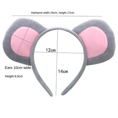 Mouse Costume Set Ears Headband Nose Tail and Bow Tie Animal Fancy Dress Kit Party Accessories Halloween Birthday