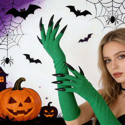 Scary Ghost Claw Halloween Black Green Red Gloves Long Nails Witch for Horror Thriller Cosplay & Costume Performances Accessorie