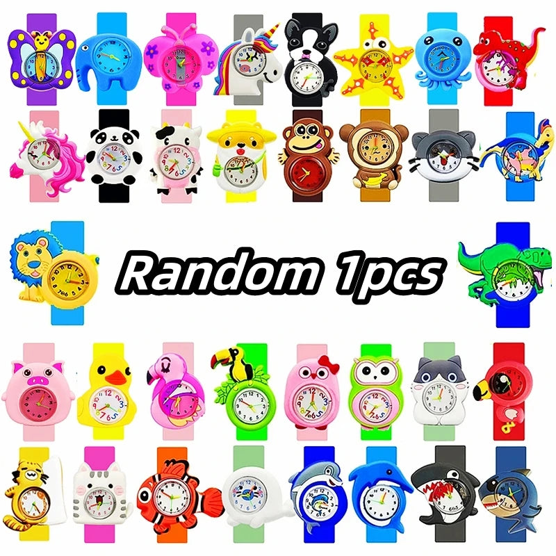 Boys Girls Watches Baby Kindergarten Party Gift Children Study time Toy Wristwatches Slap Bracelet Clock Cartoon Kids Watches