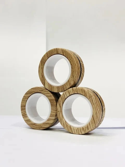 3PCS Magnetic Ring Fidget Toys Set ADHD Anxiety Magnetic Finger Spinner Pack for Teens Adults and Kids Magnet Stress Relief Toy