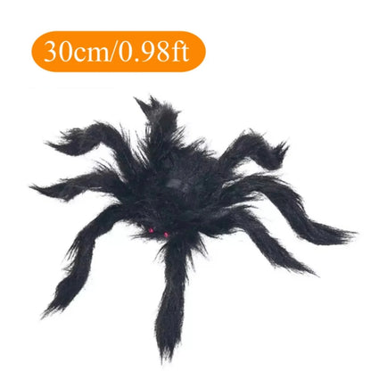 Halloween Plush Spider, 30-200cm Outdoor Giant Spider Decor Chamber Prank Black Spider, Horror Halloween Decoration Party Prop