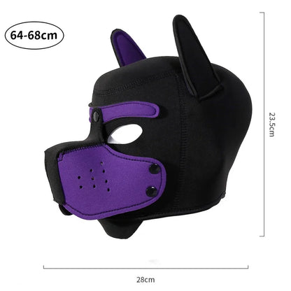 Fashion Unisex Sexy Costumes Latex Open Mouth Dog Headgear Halloween Pupply Play Party Couples Games Full Face Fetish Masks Hood
