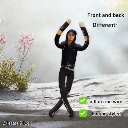 Michael Jackson Plush Doll With Wire Frame Poseable Figure Movable Joints Abstract Toy Fan Collectible Gift Home Decor