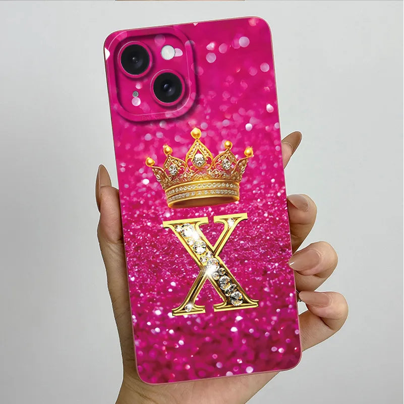 For Apple iPhone 15 Plus Case iPhone15 Pro Crown Letter Cover Soft Liquid Phone Case For iPhone 15 Pro Max iPhone15 Fundas Coque