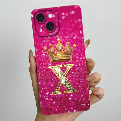 For Apple iPhone 15 Plus Case iPhone15 Pro Crown Letter Cover Soft Liquid Phone Case For iPhone 15 Pro Max iPhone15 Fundas Coque