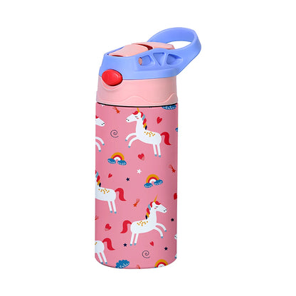 12OZ/350ml Cartoon Pattern Thermos Cup Stainless Steel Insulated Bottle Cute Thermos Kettle Outdoor Portable Handheld Cup