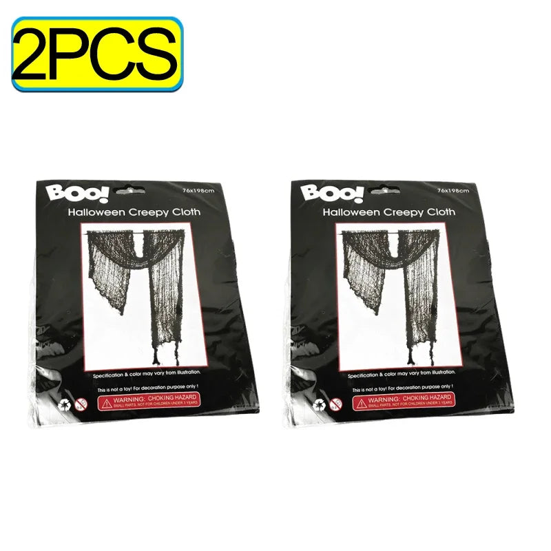 Halloween Black Creepy Cloths 76x198cm Mesh Cheesecloths Halloween Party Gauze Netting Spider Web Wall Gauze Terror Scene Props
