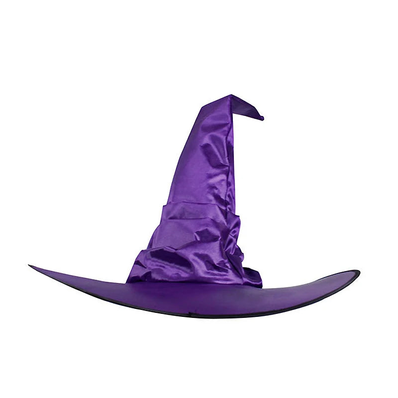 Halloween Witch Hat Black Folds Wizard Hats for Women Men Masquerade Party Carnival Costume Cosplay Props Halloween Decorations