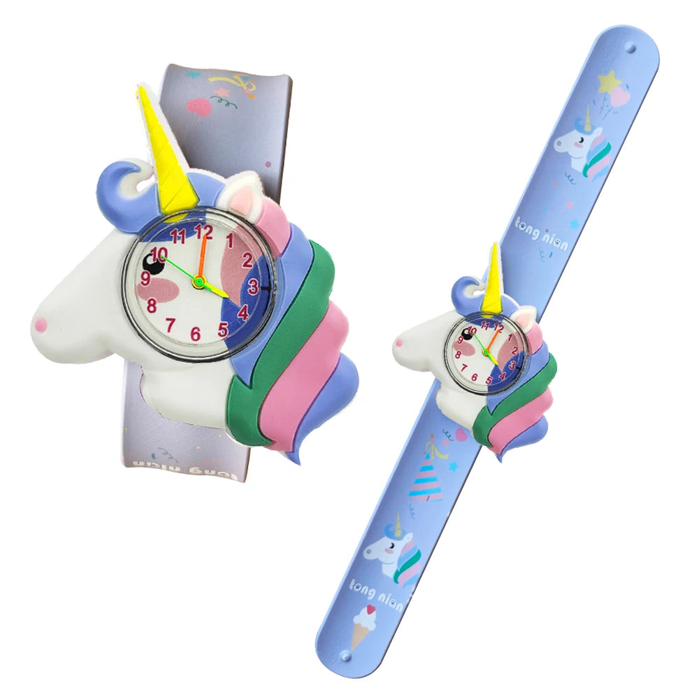 Cartoon Printed Strap Children's Watch Colorful Silicone Baby Birthday Gift Kids Study Time Toy Girls Boys Watch Clock Bracelet