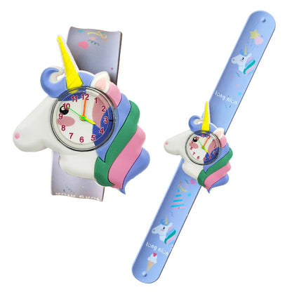 Cartoon Printed Strap Children's Watch Colorful Silicone Baby Birthday Gift Kids Study Time Toy Girls Boys Watch Clock Bracelet