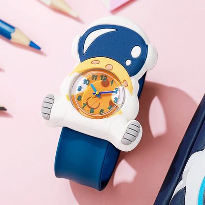 Cartoon Children Watches Baby Study Look The Time Toy Bracelet Kids Slap Watch for Boys Girls Birthday and Christmas Gift Clock