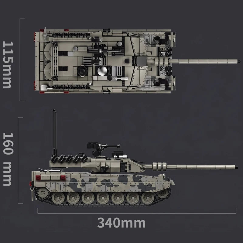 1007pcs Military Series Building Blocks Model War Leopard 2A7 Heavy Tank Bricks Sets WW2 Creative Toys Adult Gifts Room Decor