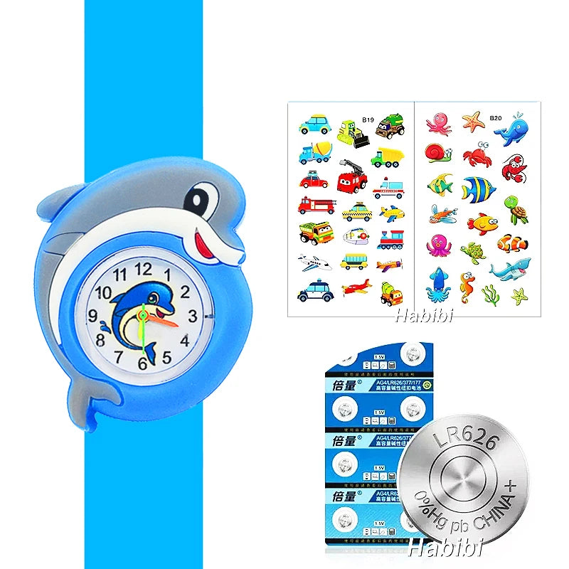 Boys Girls Watches Baby Kindergarten Party Gift Children Study time Toy Wristwatches Slap Bracelet Clock Cartoon Kids Watches