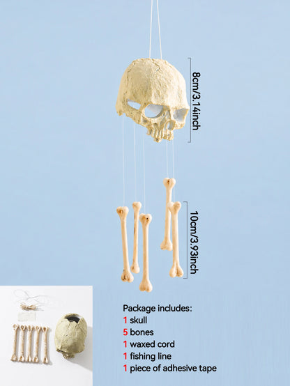 Halloween Skull Bone Wind Chime Skeleton Hanging Ornament Gothic Wall Window Spooky Home Decor Horror Indoor Outdoor Party Gift
