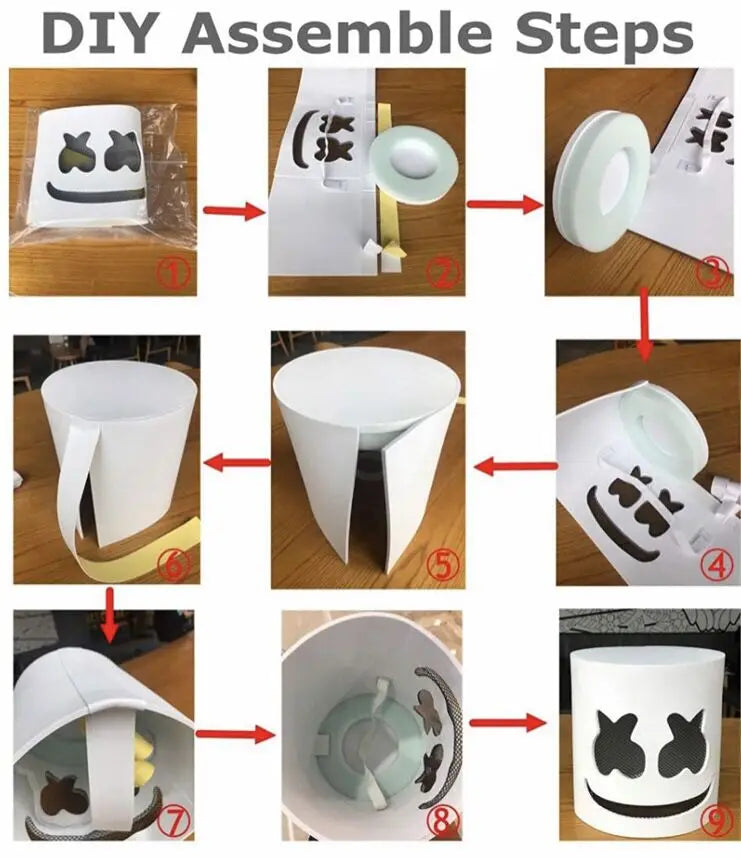 DJ Marshmello Luminous Head Cover LED Light Up Halloween Cosplay Headgear Glowing Helmet for Neon Night Club Music Rave Props