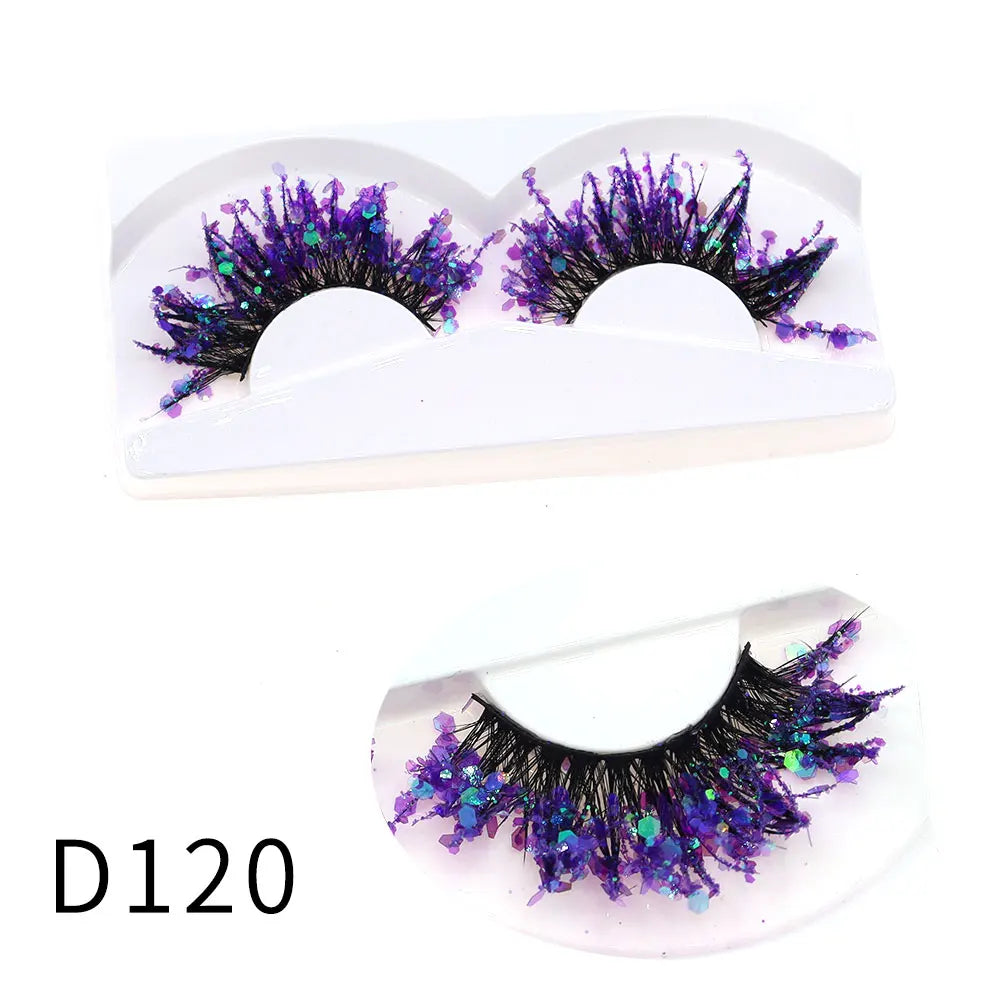 1 Pair Halloween Style Dreamy Sequins Glitter False Eyelashes Whole Strip Fluffy DIY Lashes Cosplay Stage Eye Makeup