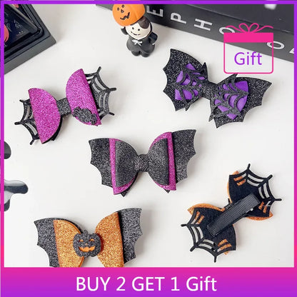 European Style Halloween Hair Clips Creative Pumpkin Ghost Bat Barrettes Themed Party Accessories Unisex