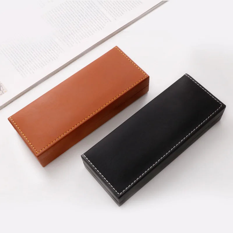 Luxury Fountain Pen Box Gifts PU Leather Business Office Pen Holder for Metal Ballpoint Pencil Case Writing Stationery Supplies