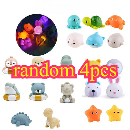 Glowable Animal Washing Water Set Floating Water Light Net Fishing Fish Playing Water Toys Children's Baby Bath Toys Floating