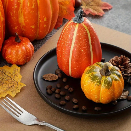7pcs Pumpkin Autumn Decor Outdoor Orange Foam Plastic Fake Artificial Pumpkin Halloween Harvest Festival  Home Table Decor
