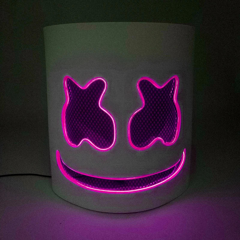 DJ Marshmello Luminous Head Cover LED Light Up Halloween Cosplay Headgear Glowing Helmet for Neon Night Club Music Rave Props