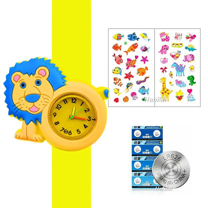 Boys Girls Watches Baby Kindergarten Party Gift Children Study time Toy Wristwatches Slap Bracelet Clock Cartoon Kids Watches