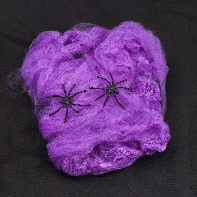 Artificial Spider Web Halloween Decoration Scary Party Scene Props White Stretchy Cobweb Horror House Home Decora Accessories