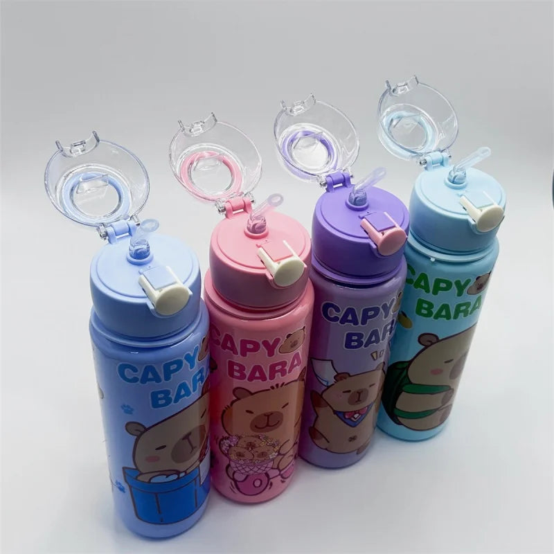 700ml Leak-Proof Durable Water Bottle Cute Capybara Water Cup with Carry Strap Portable for Sports Fitness BPA Free Perfect Gift