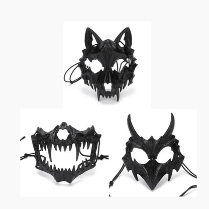 Halloween Carnival Party Mask Anime Dragon God Skeleton Half Face Masks Bone Skull Animals Mask Cosplay Dance Prom Costume Props