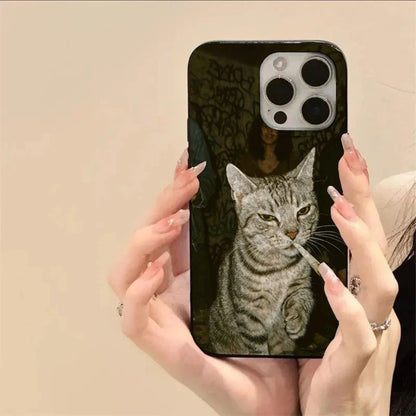 Fashion Kitten Smoking Pattern Phone Case For iPhone 11 12 13 14 15 16 17 18 Pro Max 16E 17Air X XR XS Max 7 8 Plus Soft Cover