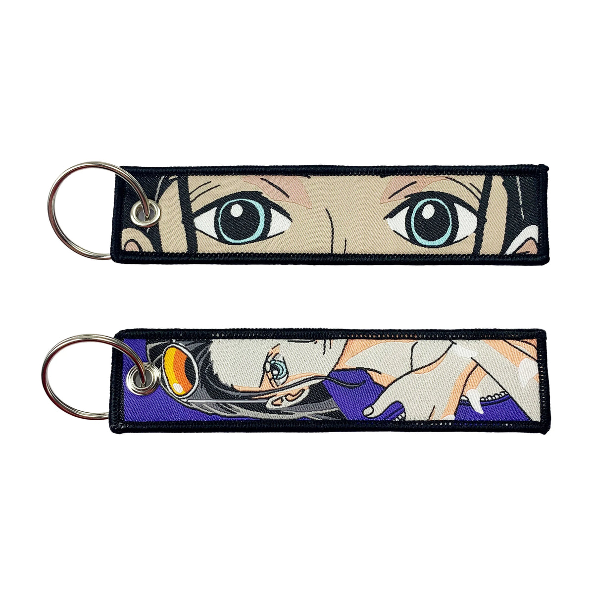 One Piece Anime Key Chains with Cute Jet Manga Embroidery Fashion Key Tag for Jewelry Accessory Key Ring Holder Gift Anime Fans