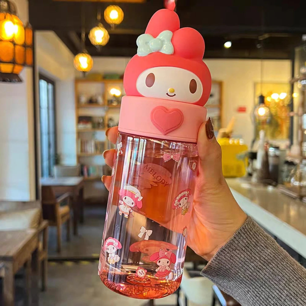 500ML Sanrio Hello Kitty Kuromi Clear Cup Anime Melody Cinnamoroll Outdoor Camping Travel Kawaii Water Mugs Friend Birthday Gift