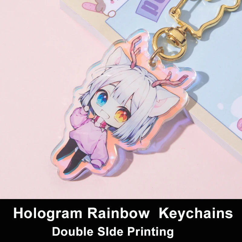 Custom Keychains Cartoon Llavero Photo Customized Anime Transparent Charm Hologram Clear Acrylic Personalized Key Rings for Gift