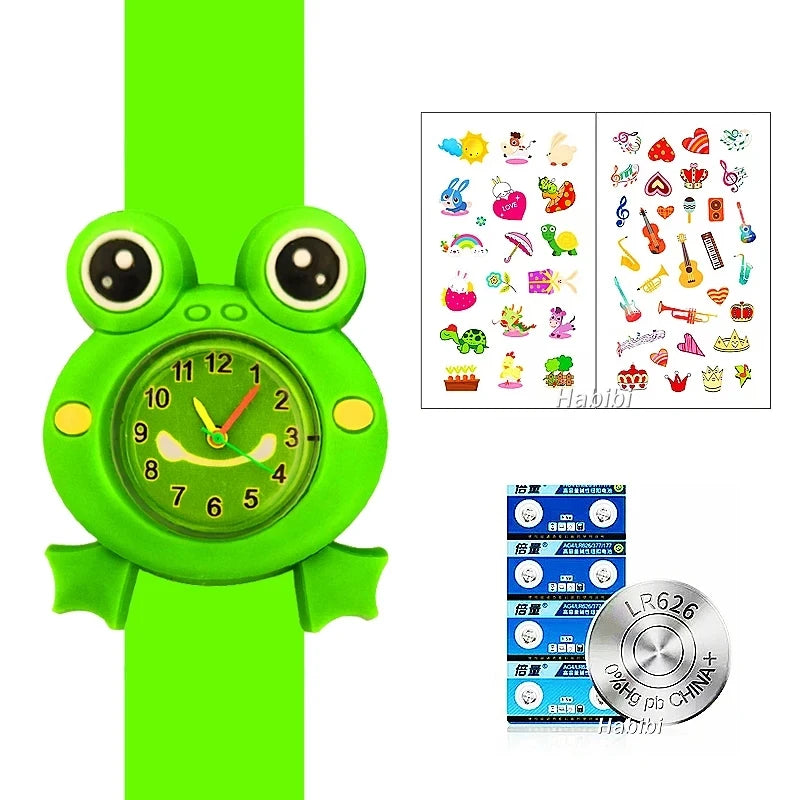 Boys Girls Watches Baby Kindergarten Party Gift Children Study Time Toy Wristwatches Slap Bracelet Clock Cartoon Kids Watches 22