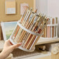 360° Rotating Brush Holder - White Plastic Organizer with Glaze Finish, Space-Saving Design for Art Brushes, Pens, Makeup Tools