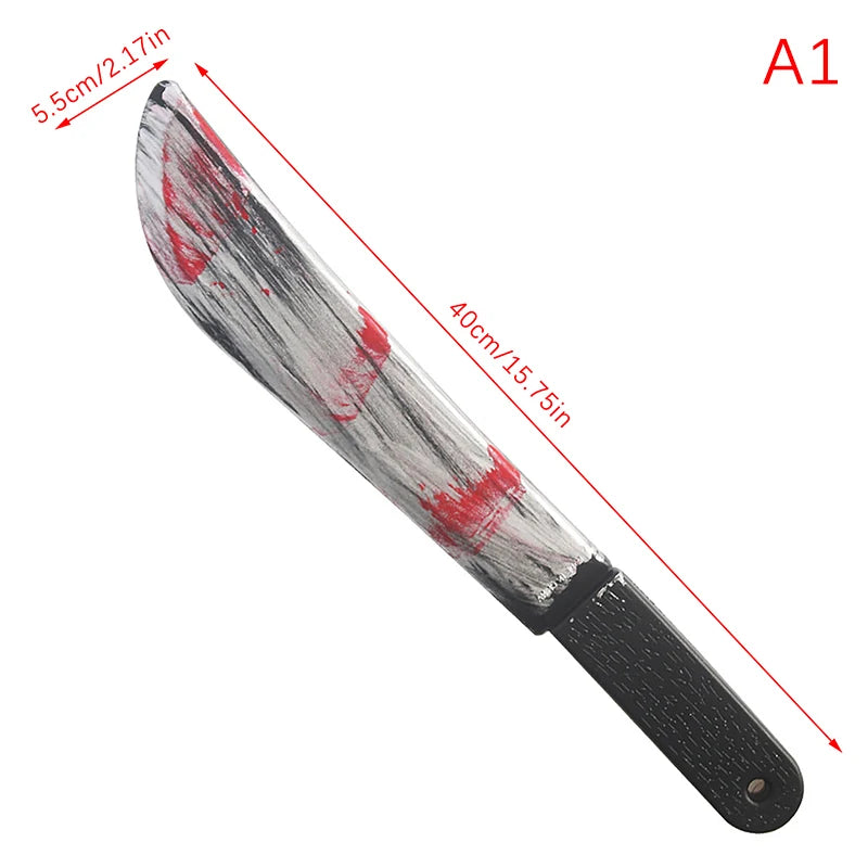Decorative Bloody Axe Realistic Looking Plastic Halloween Fake Machetes Statue Sickle Knife Horror Cosplay Arm Prop For Home