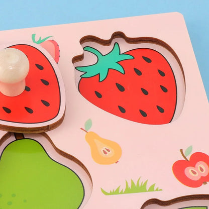 Baby Montessori Early Education Scratch Board Toy Hand Development Fruit Cognitive Puzzle for Children Educational Play